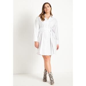 NWT Eloquii White Shirt Dress Plus Sz 26 Preppy Career Office Work Quiet Luxury